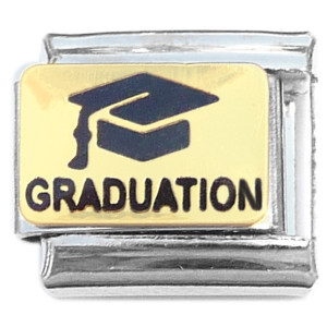 Graduation Word and Cap Italian Charm