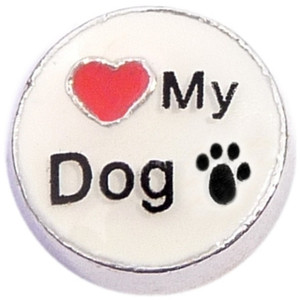 Love My Dog Circle Floating Locket Charm Love My Dog Circle Floating Locket Charm