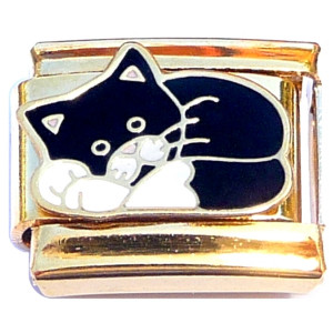 Cuddle Cat Goldtone Base Italian Charm Cuddle Cat Goldtone Base Italian Charm