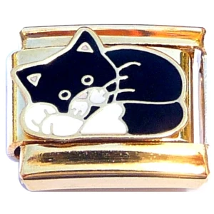 Cuddle Cat Gold Base Italian Charm