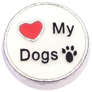 Love My Dogs Circle Floating Locket Charm Love My Dogs Circle Floating Locket Charm