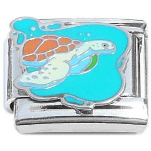 Swimming Ocean Sea Turtle Bubbles Italian Charm