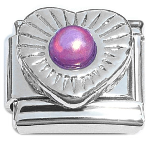 Pearly Center Heart Italian Charm