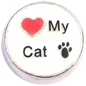 Love My Cat Circle Floating Locket Charm Love My Cat Circle Floating Locket Charm