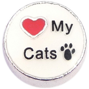 Love My Cats Circle Floating Locket Charm Love My Cats Circle Floating Locket Charm
