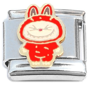 Cute Monster Eyes Closed Red Italian Charm