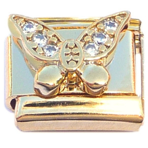 Butterfly Bling Wings Goldtone Base Italian Charm Butterfly Bling Wings Goldtone Base Italian Charm
