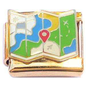 Travel Adventure Map Goldtone Base Italian Charm Travel Adventure Map Goldtone Base Italian Charm