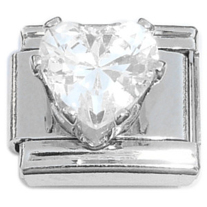 Big Bling Heart Clear Italian Charm