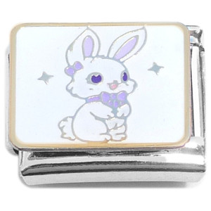 Bunny Rabbit Pink Bow Italian Charm