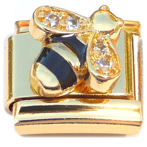 Bling Bee Goldtone Base Italian Charm Bling Bee Goldtone Base Italian Charm