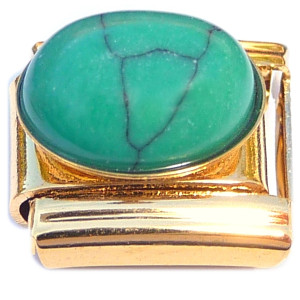Turquoise Rock Goldtone Base Italian Charm