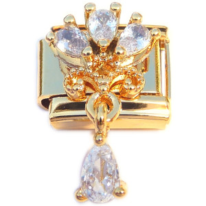 Ornate Bling Dangle Goldtone Base Italian Charm