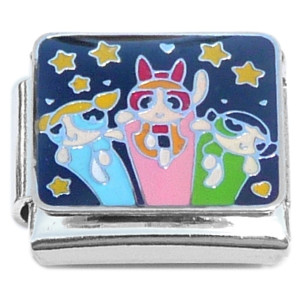 Power Puff Girls Black Italian Charm