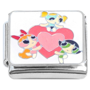 Power Puff Girls Heart White Italian Charm Power Puff Girls Heart White Italian Charm