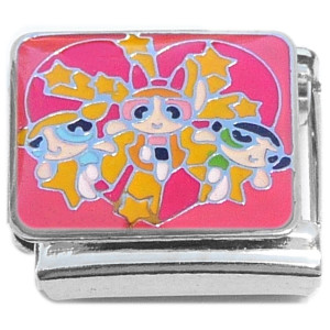 Power Puff Girls Heart Pink Italian Charm Power Puff Girls Heart Pink Italian Charm