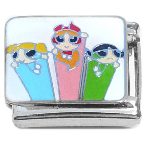Power Puff Girls White Italian Charm Power Puff Girls White Italian Charm
