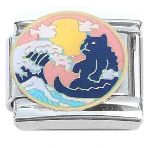 Great Wave Cat Italian Charm