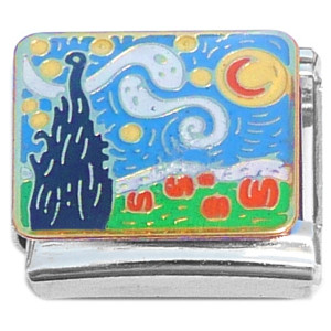 Starry Night Pumpkins Italian Charm