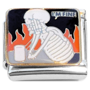 Skeleton I'm Fine Italian Charm