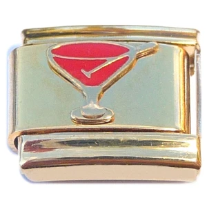 Red Cocktail Drink Gold Base Italian Charm