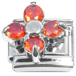 Bling Amber Flower Italian Charm