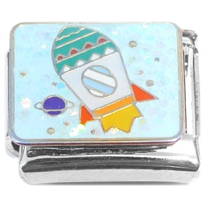 Rocket Ship Planet Italian Charm