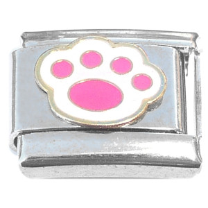 Pink Paw Print Italian Charm