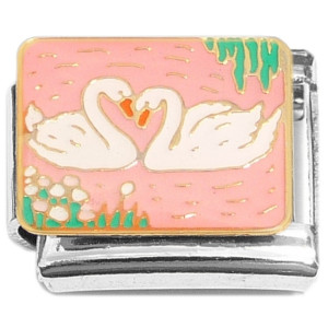 Love Birds Swans Italian Charm