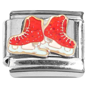 Red Glitter Ice Skates Italian Charm