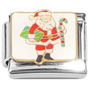 Santa Christmas Presents Candy Cane Italian Charm