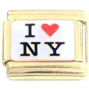 I Love New York Gold Base Italian Charm
