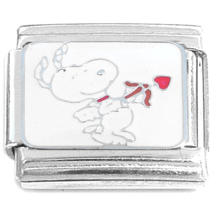 Snoopy Heart Arrow on White Italian Charm