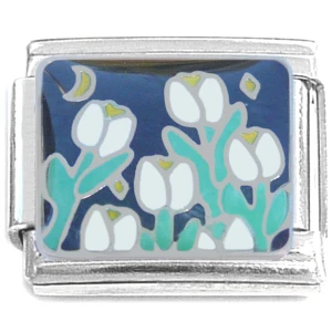Flowers Blooming Moon Sky Italian Charm