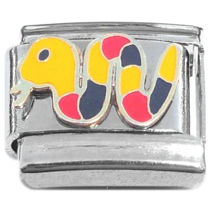 Snake Black Yellow Red Italian Charm