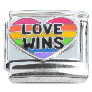 Love Wins Rainbow Heart Italian Charm