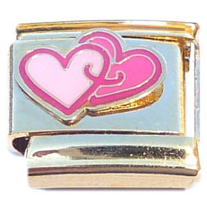 Linked Hearts Pink Purple Italian Charm