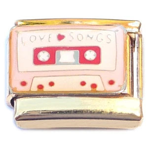 Cassette Mix Tape Love Songs Gold Base Italian Charm