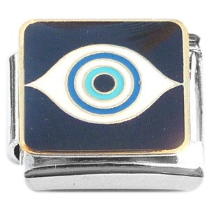 Evil Eye Protection White Blue on Black Italian Charm
