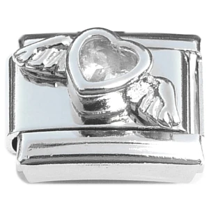 Bling Heart with Wings Italian Charm