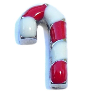 Red And White Candy Cane Floating Locket Charm Red And White Candy Cane Floating Locket Charm