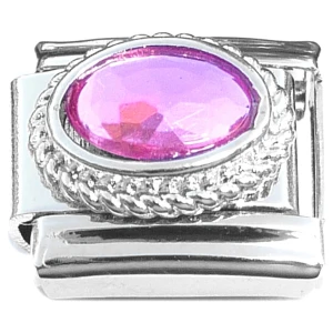 Pink Bling Beaded Border Italian Charm
