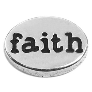 Faith Silvertone Oval Floating Locket Charm Faith Silvertone Oval Floating Locket Charm