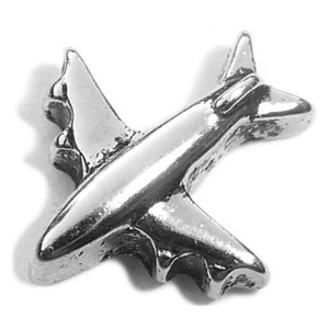 Airplane Silvertone Floating Locket Charm Airplane Silvertone Floating Locket Charm