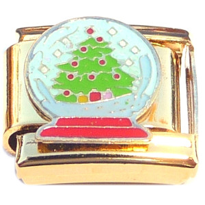 Christmas Tree Snowglobe Gold Base Italian Charm