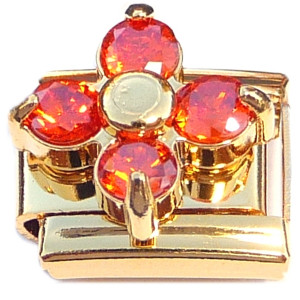 Red Bling Flower Gold Base Italian Charm