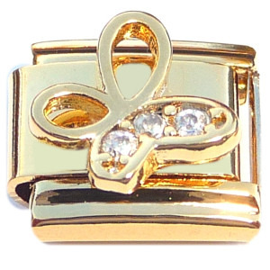 Butterfly Bling Wing Gold Base Italian Charm
