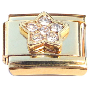 Star Clear Bling Gold Base Italian Charm