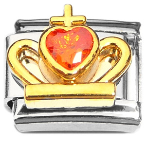 Red Claddagh Heart Italian Charm