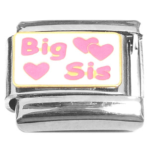 Big Sis Pink Hearts Italian Charm